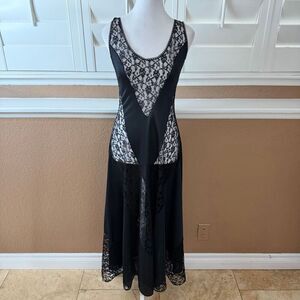 Vintage 80s Frederick’s Of Hollywood Black Nightgown Sheer Lace Lingerie Sz M
